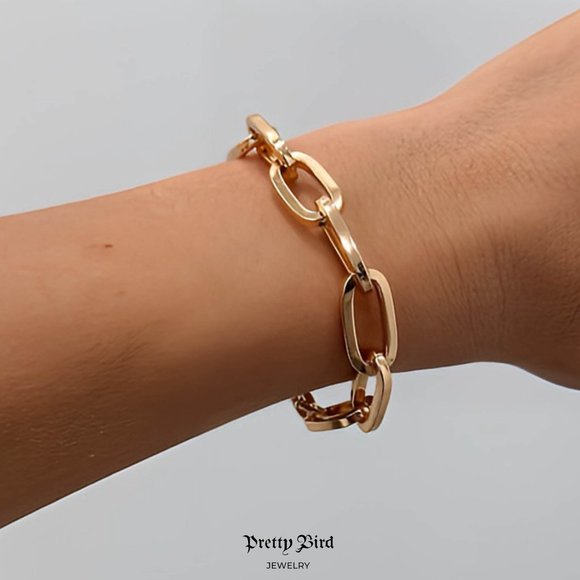 Pretty Bird Jewelry - 6" Chunky 18k Rose Gold Plated Paperclip Bracelet